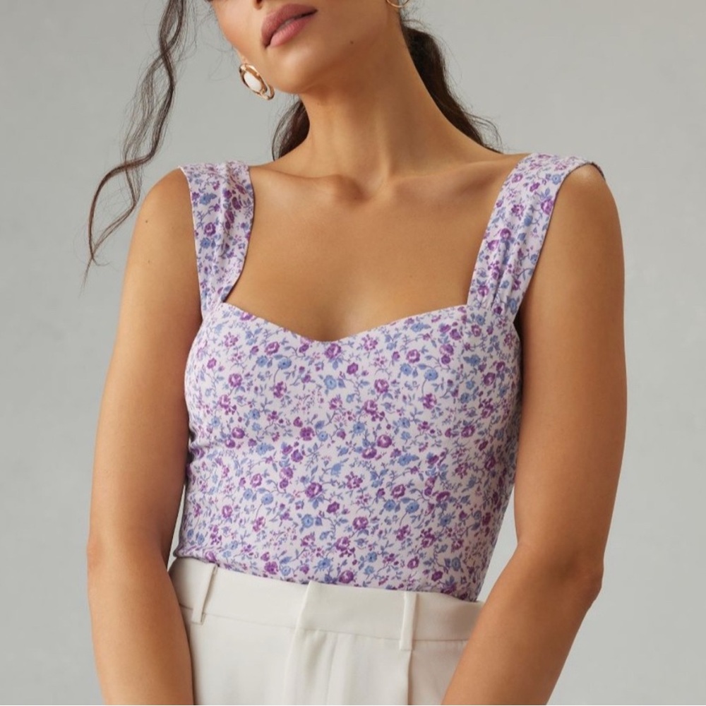Reformation Hester Purple Floral Tank Top in Muse